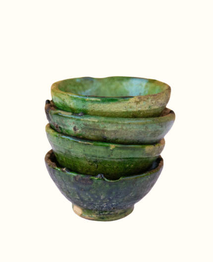 Moroccan Vintage Tamegroute Green Glazed Bowl