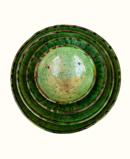 Moroccan Vintage Tamegroute Green Glazed Bowl